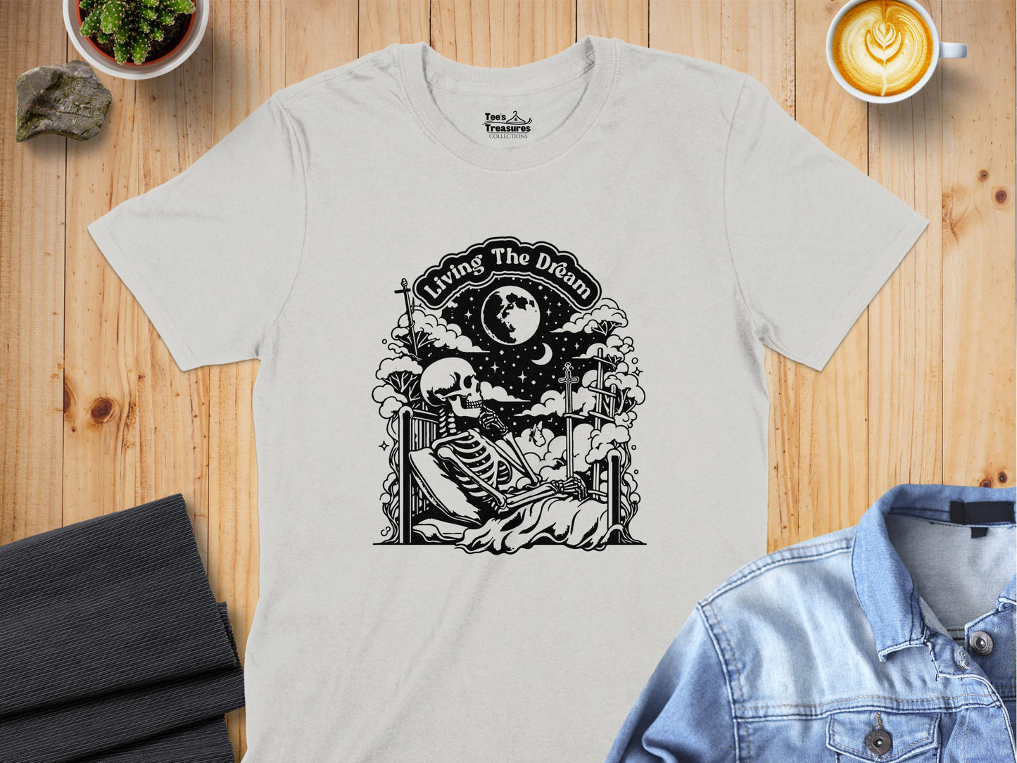 Living The Dream Skeleton Design T-Shirt product
