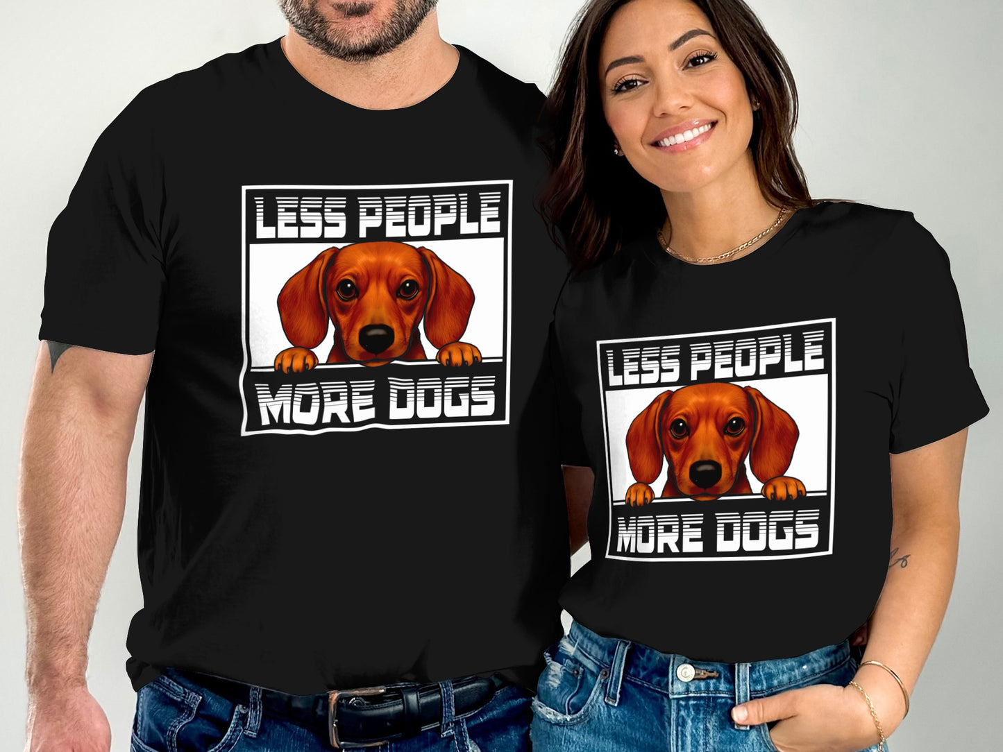 Less People More Dogs Dachshund Design T-Shirt product