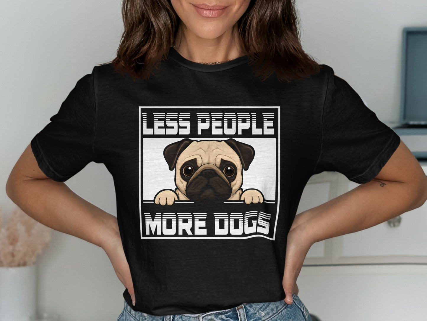 Less People More Dogs Funny Graphic T-Shirt product