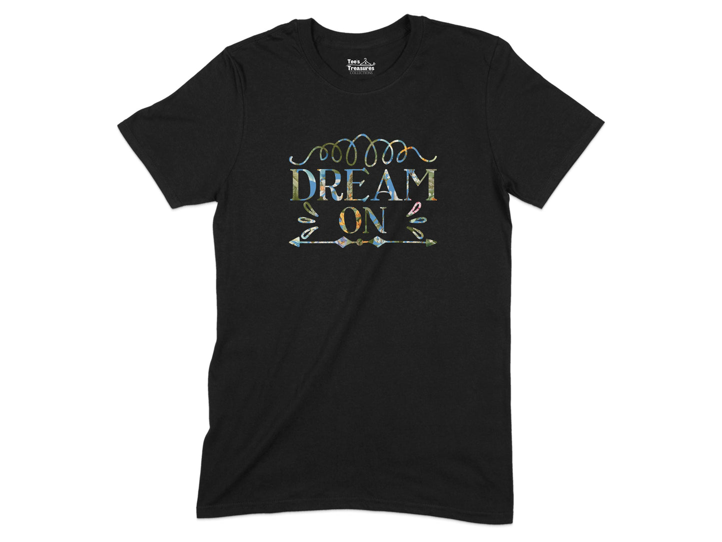Dream On Colorful Typography Print T-shirt product type