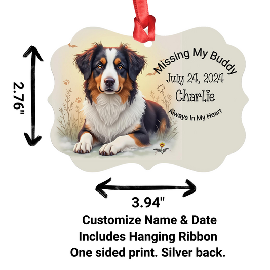 Custom pet memorial ornament, Personalized Australian Shepherd ornament, Custom Pet Memorial Gift, Pet Loss Sympathy Keepsake 6301851