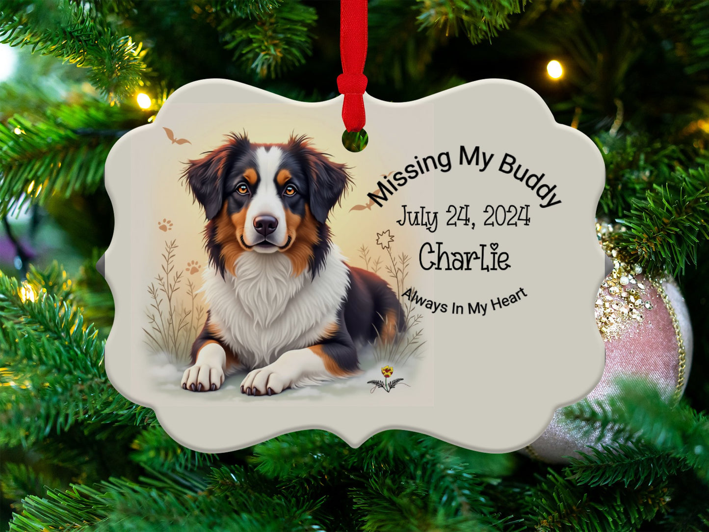 Custom pet memorial ornament, Personalized Australian Shepherd ornament, Custom Pet Memorial Gift, Pet Loss Sympathy Keepsake 6301851