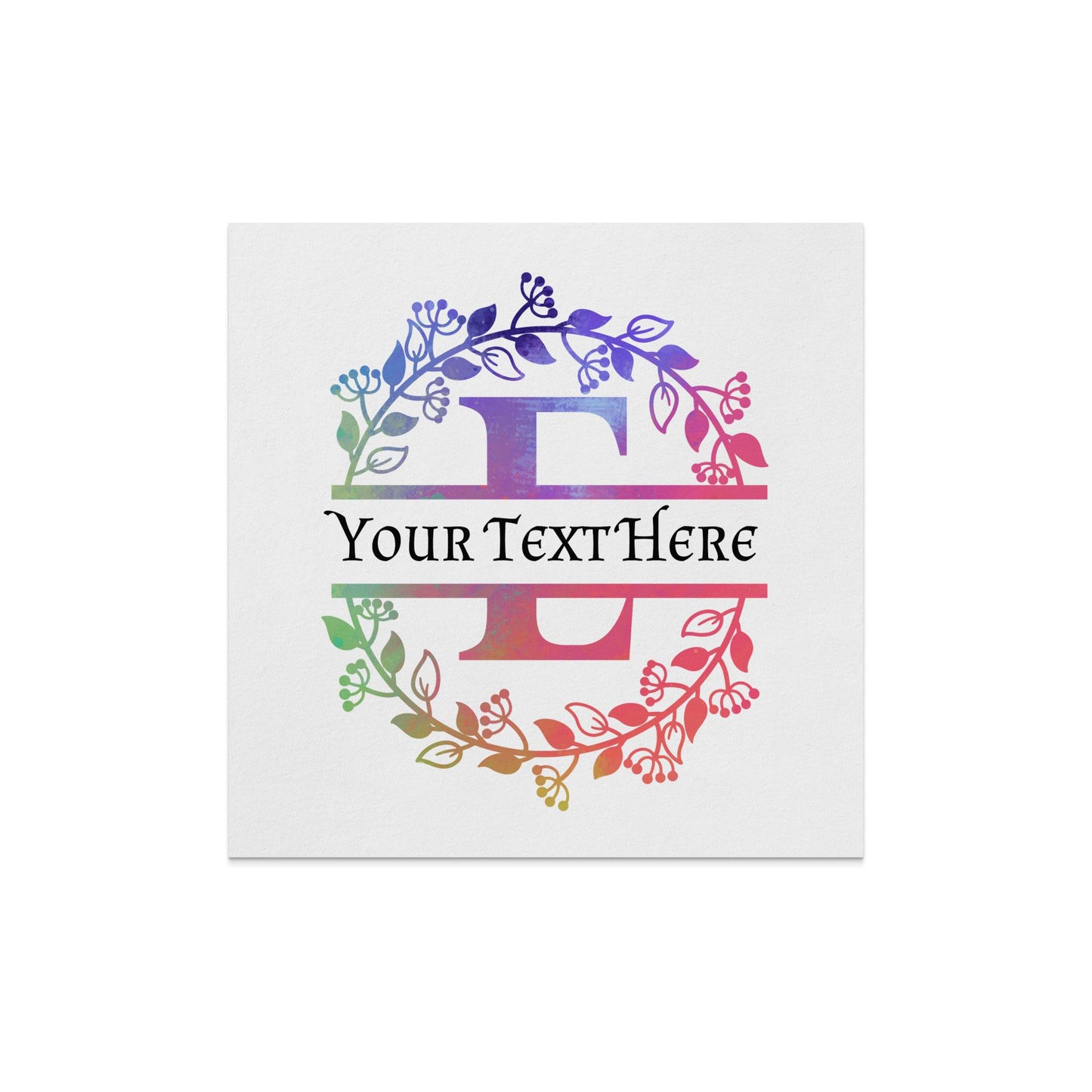 Custom E Monogram Multi Color Floral Initial E Napkin