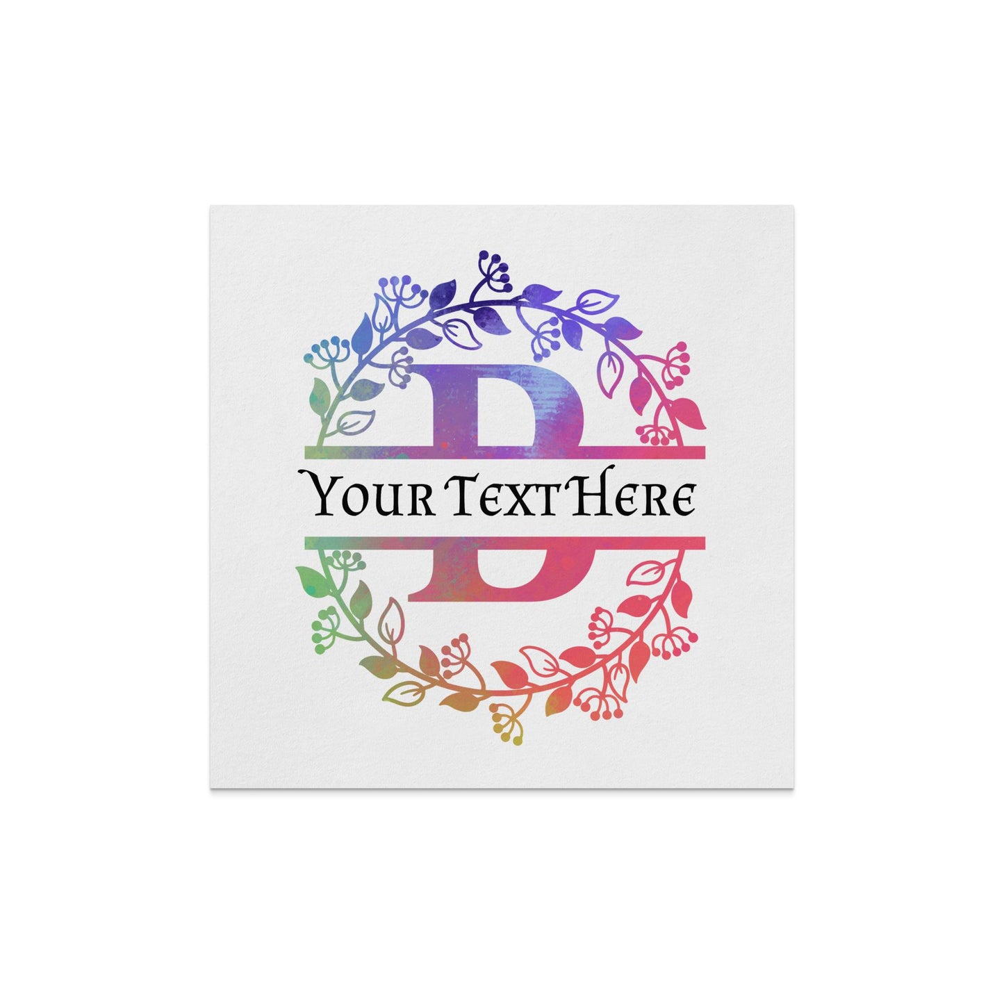 Personalized B Initial & Multi Color Wreath Monogram Napkin