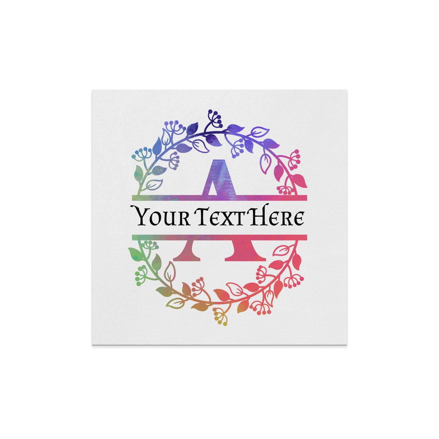 Personalized Initial A Monogram Multi Color Wreath Napkin