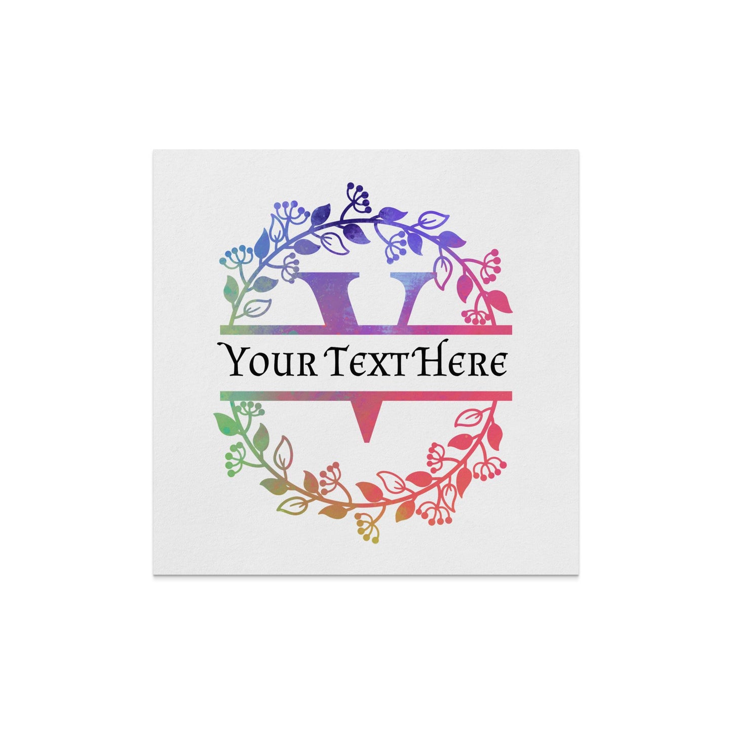 Custom V Monogrammed Multi Color Floral Design Napkin