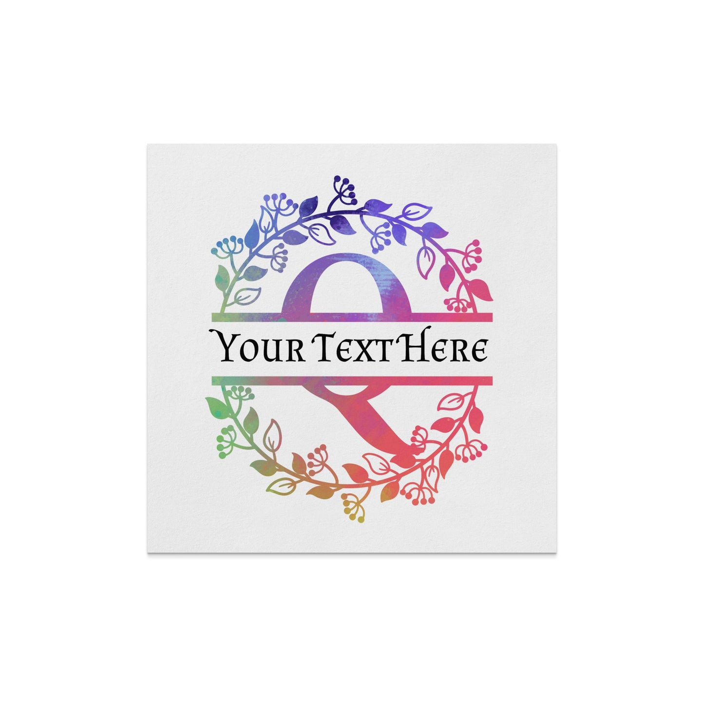 Personalized Q Multi Color Wreath Print Napkin