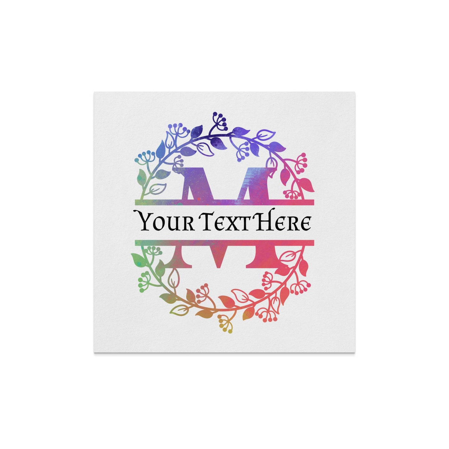 Personalized Multi Color Wreath M Monogram Napkin