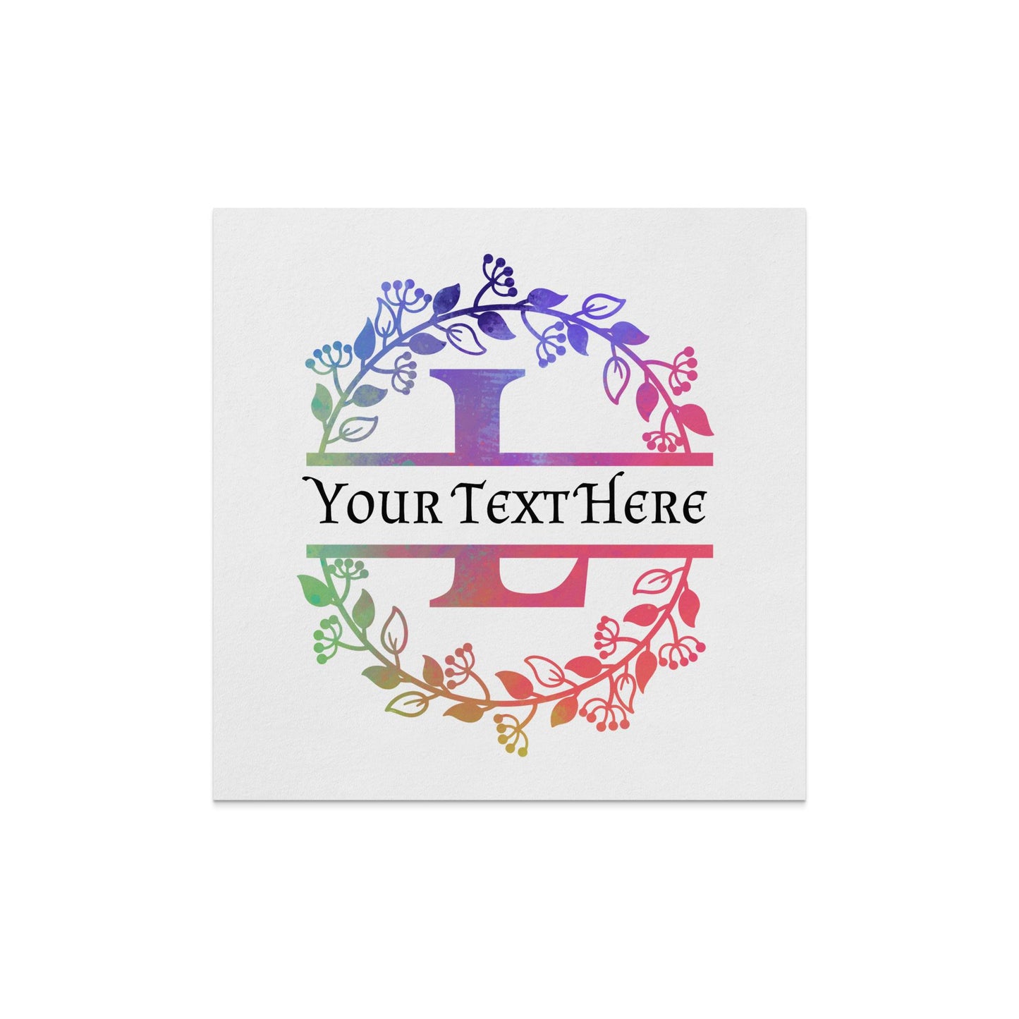 Customizable L Monogrammed Napkin with Multi Color Wreath