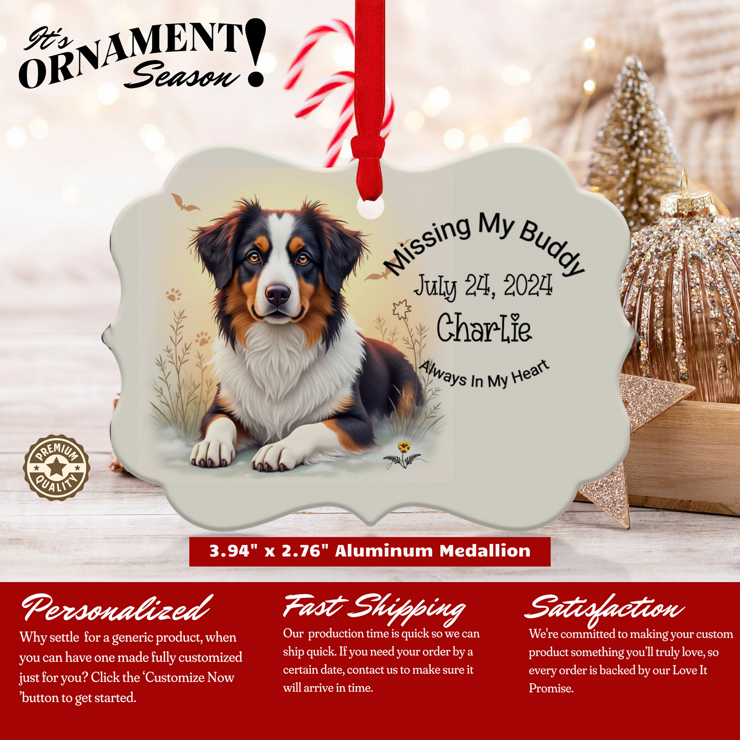 Custom pet memorial ornament, Personalized Australian Shepherd ornament, Custom Pet Memorial Gift, Pet Loss Sympathy Keepsake 6301851