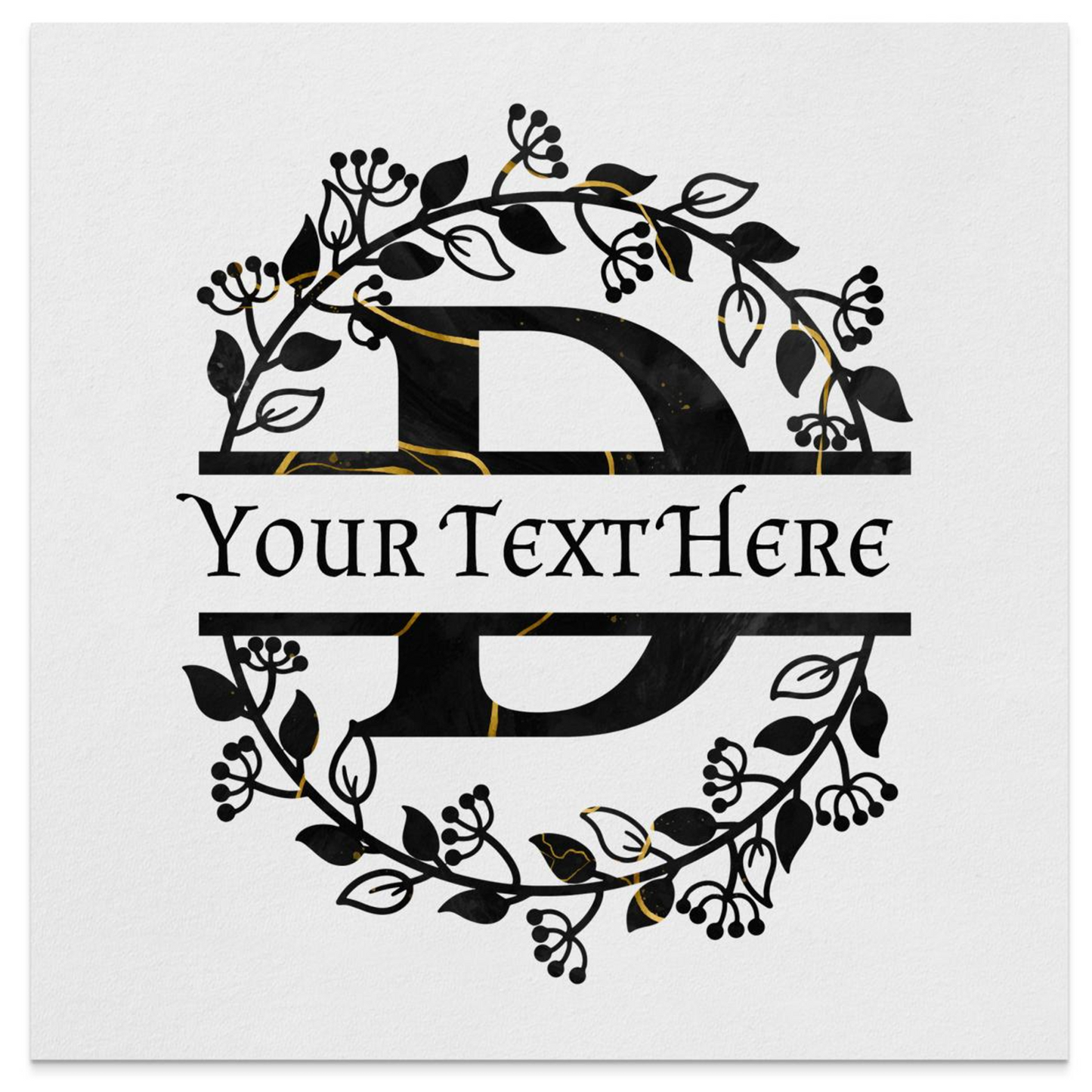 Personalized Custom Cocktail & Luncheon Napkins "D" Monogram Black-Gold Floral