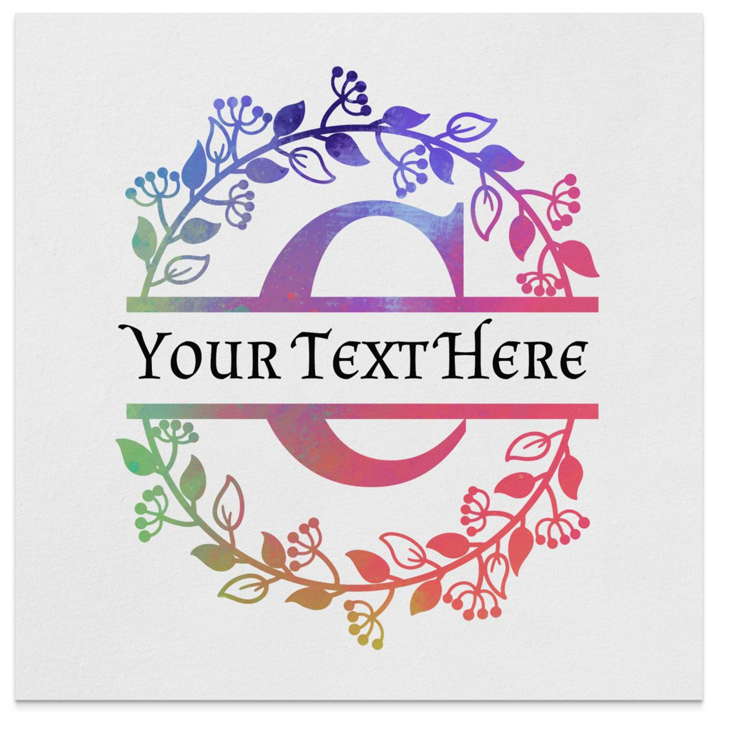 Custom C Monogram Initial with Multi Color Wreath Napkin
