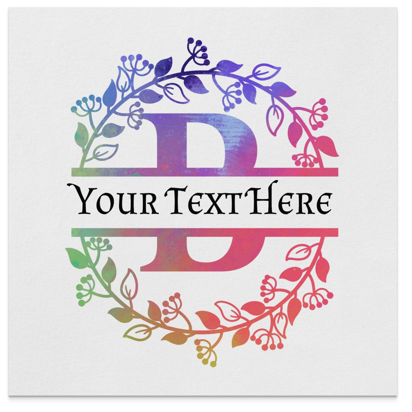 Personalized B Initial & Multi Color Wreath Monogram Napkin