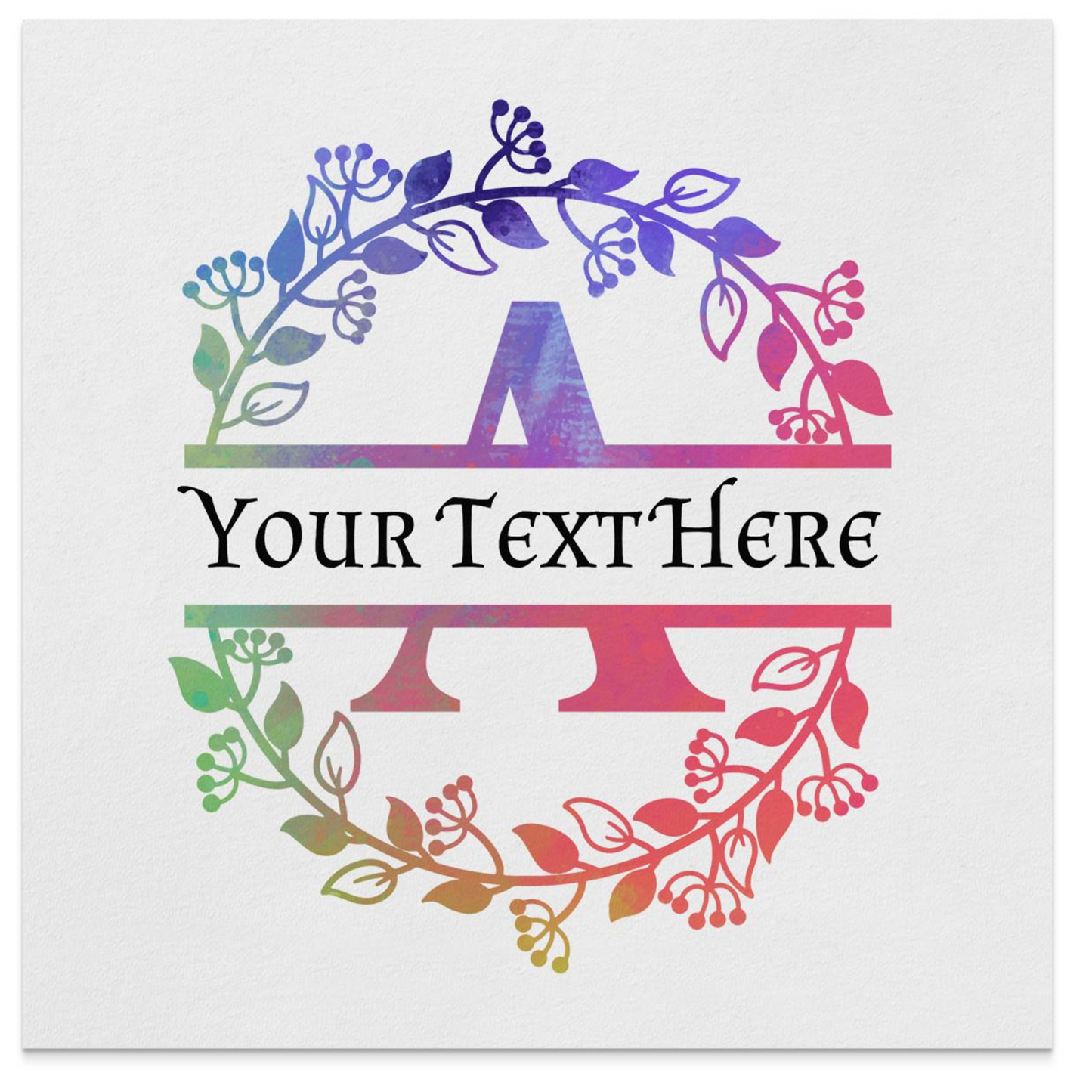 Personalized Initial A Monogram Multi Color Wreath Napkin
