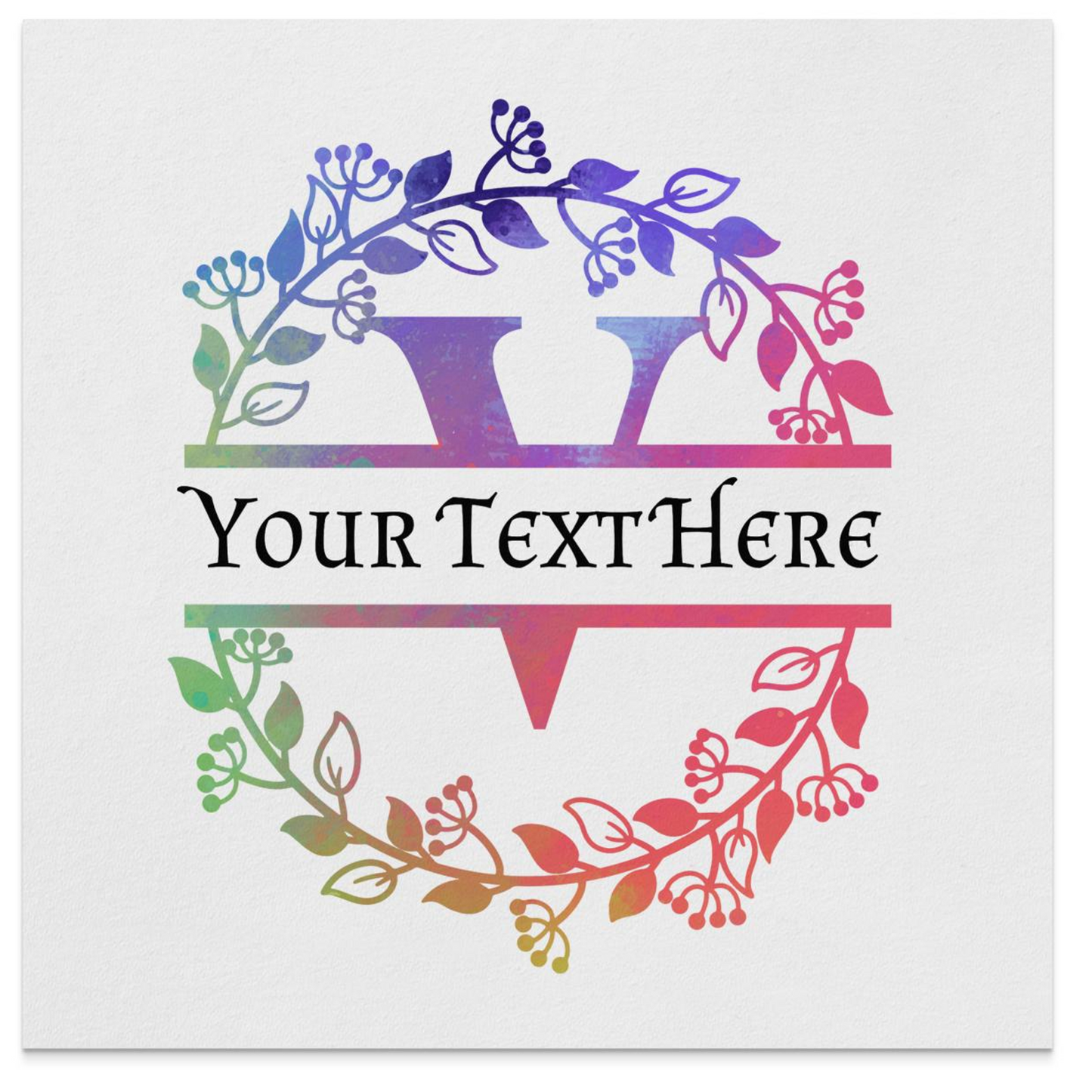 Custom V Monogrammed Multi Color Floral Design Napkin