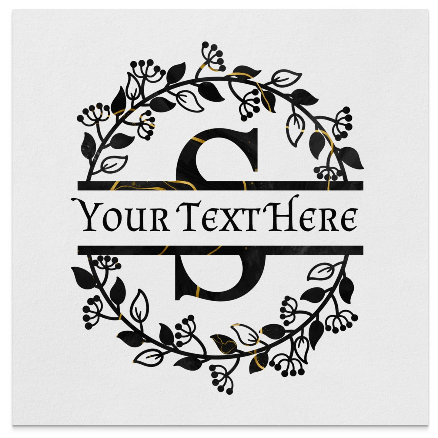Personalized Custom Cocktail & Luncheon Napkins "S" Monogram Black-Gold Floral