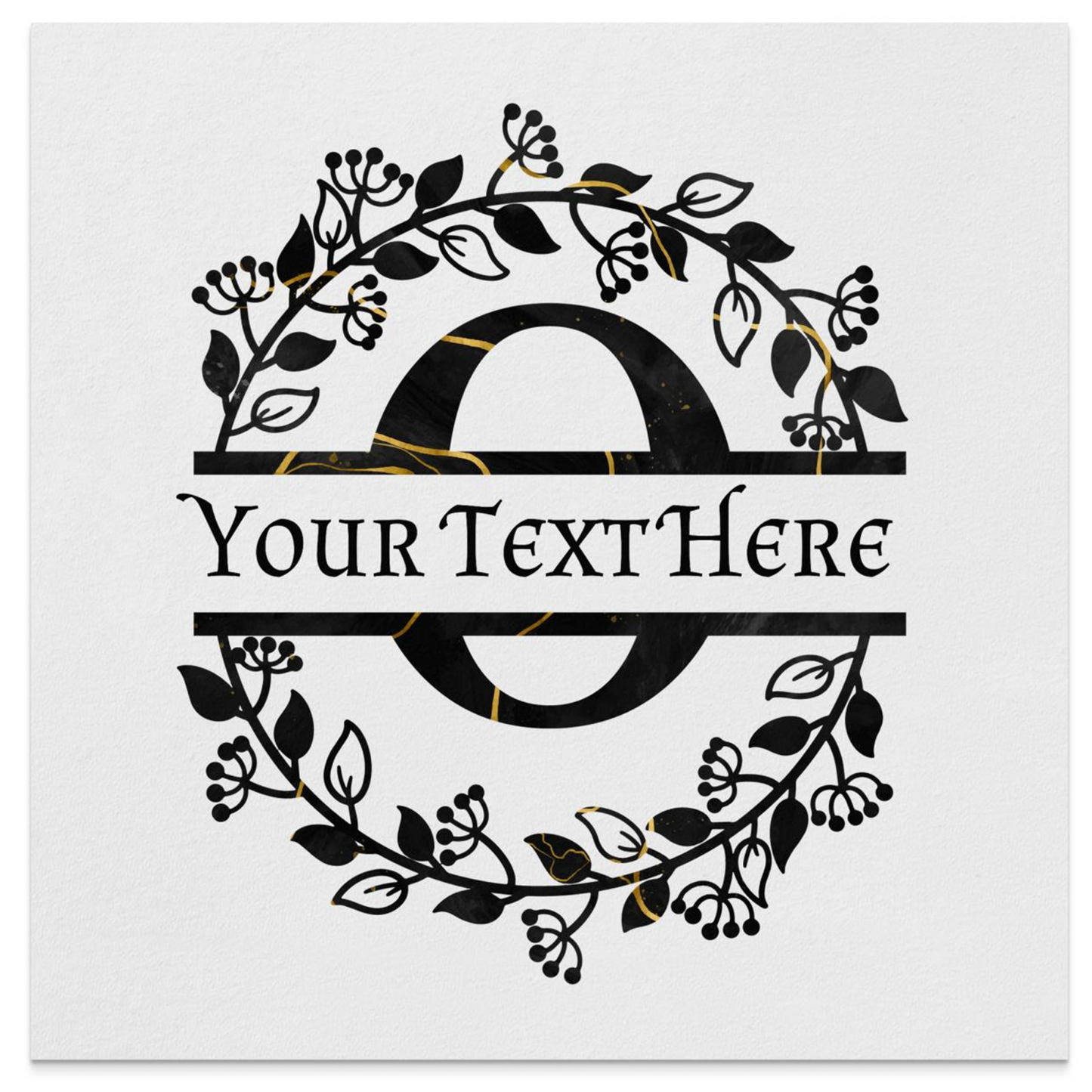 Personalized Custom Cocktail & Luncheon Napkins "O" Monogram Black-Gold Floral
