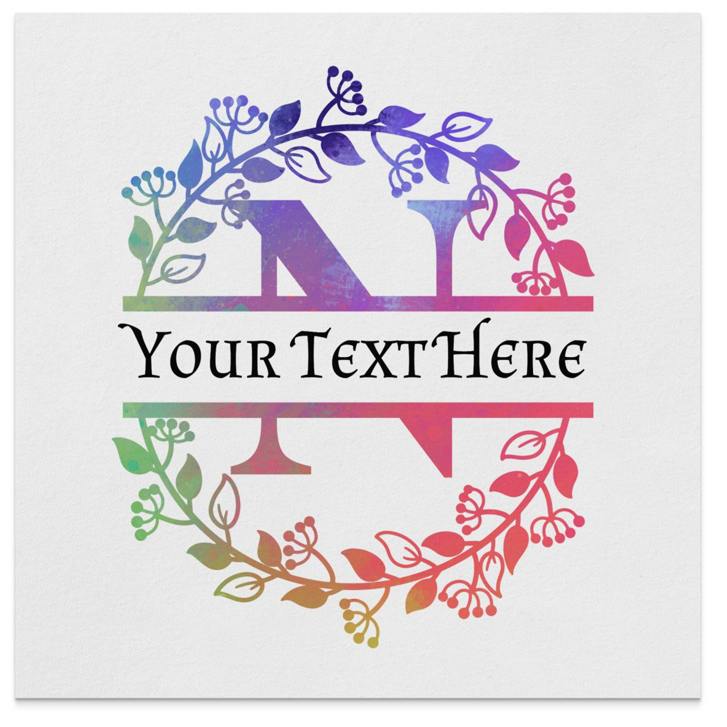 Personalized Multi Color Floral Wreath Letter N Napkin