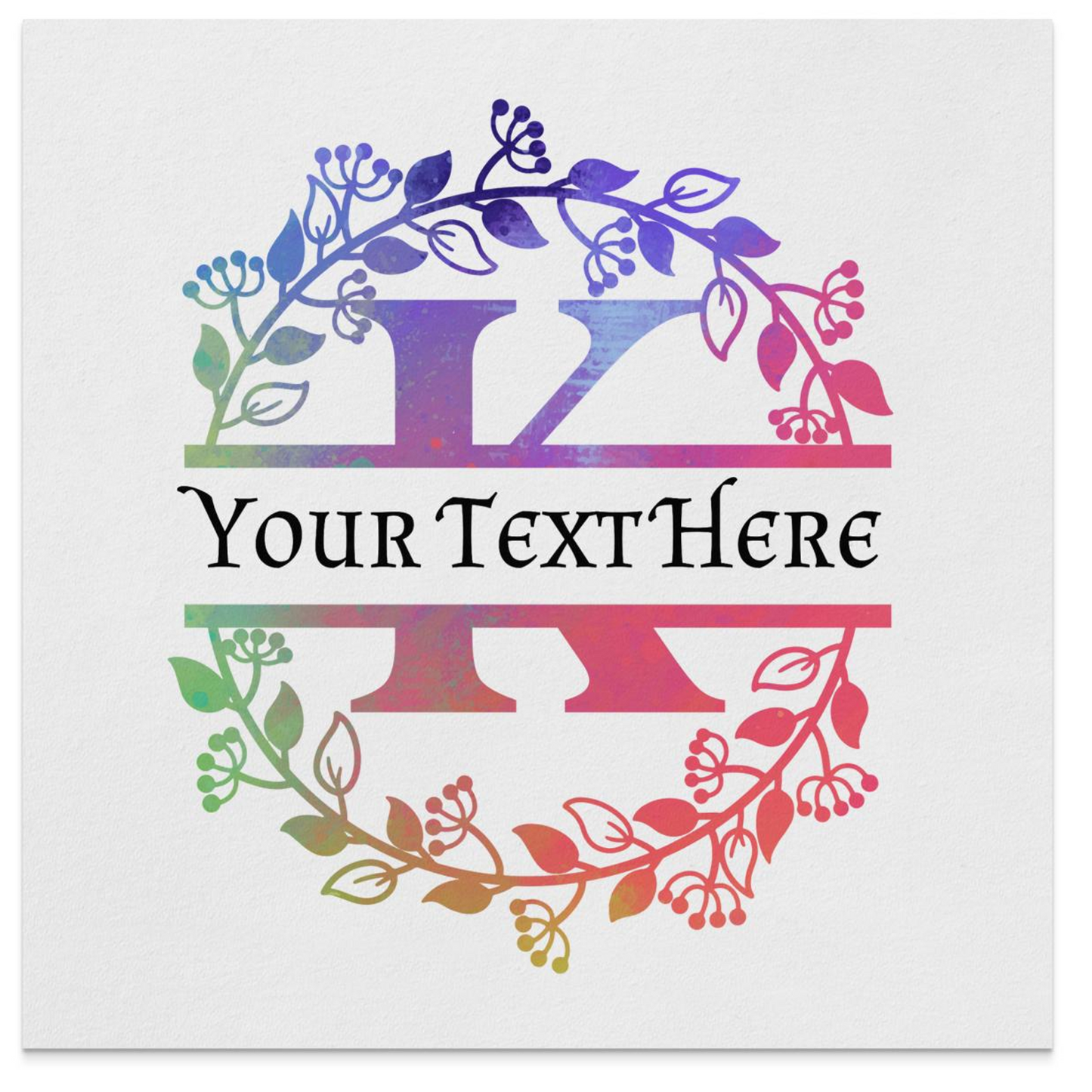 Personalized Multi Color Wreath K Monogram Design Napkin