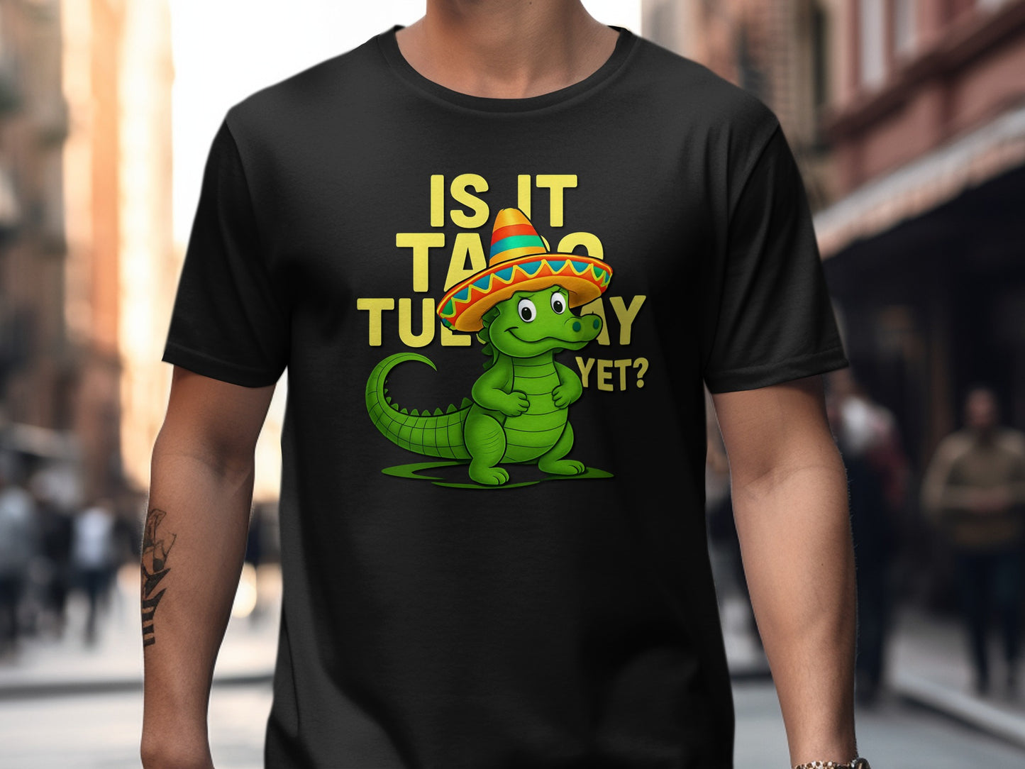 Is It Taco Tuesday Yet Lizard Sombrero Product T-shirt