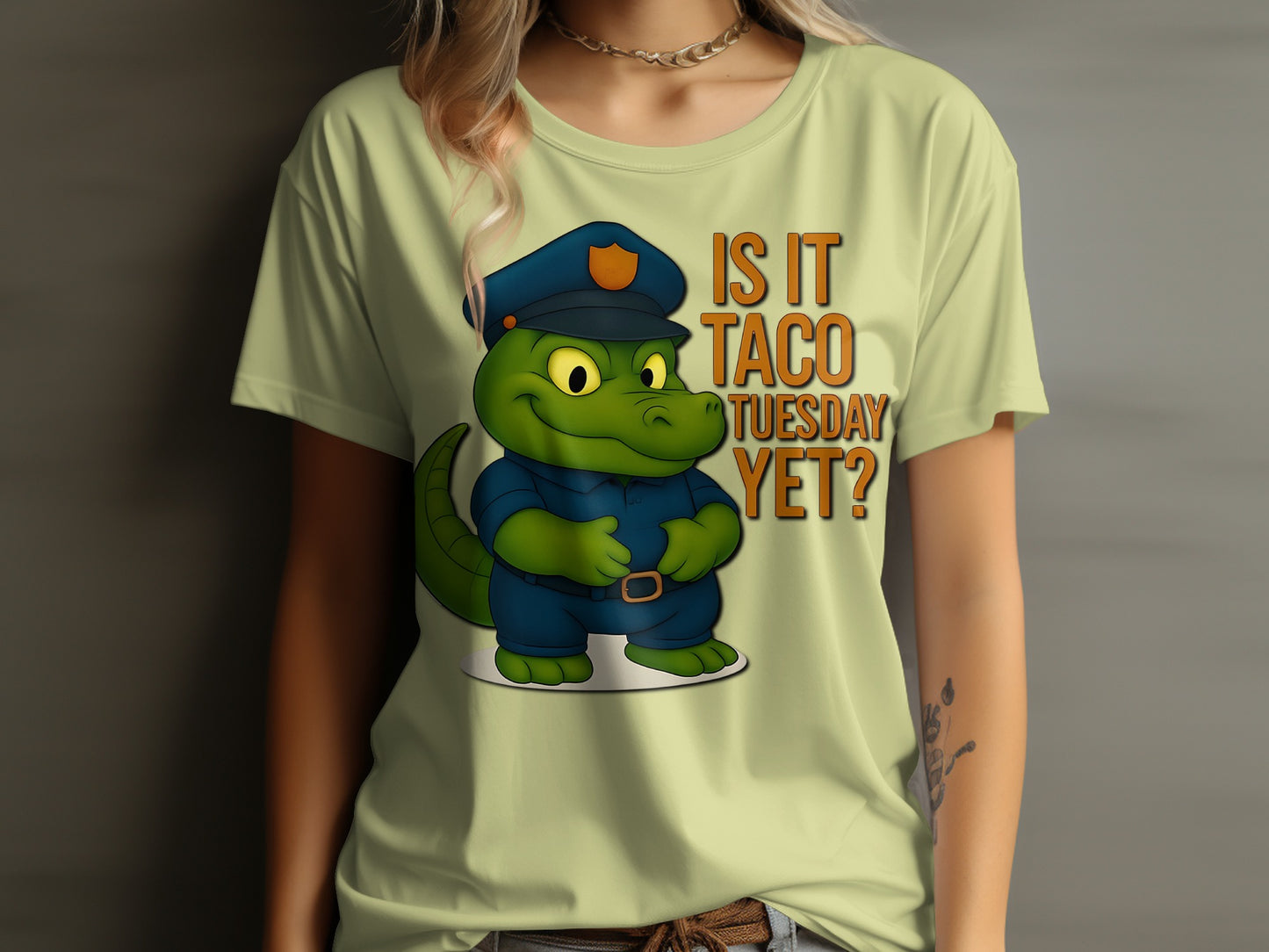 Taco Tuesday Crocodile in Uniform Fun T-Shirt product type