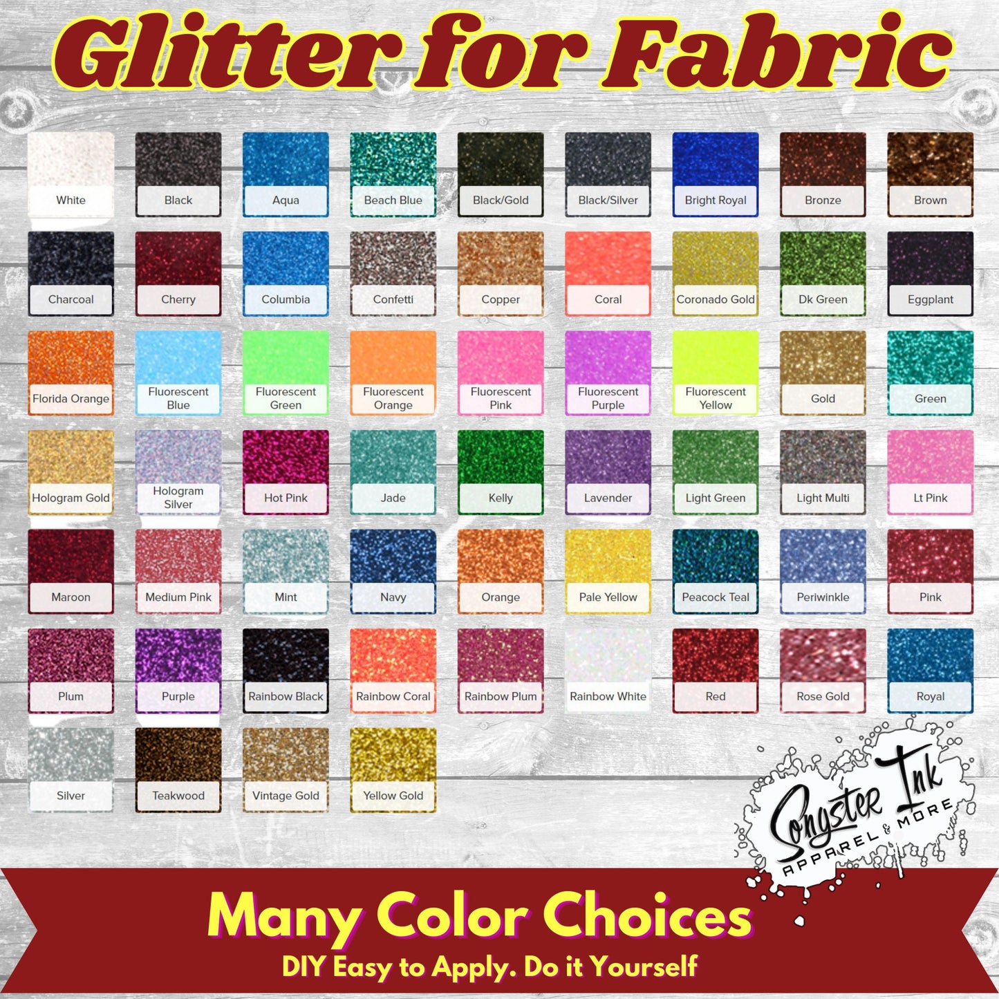 85 Glitter Hollow Stars 3 sizes - 58 Color Choices