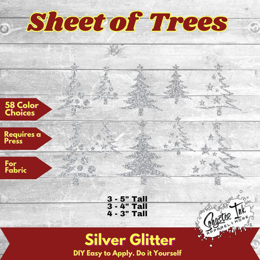10 Glitter Christmas Trees 3 sizes applique glitter
