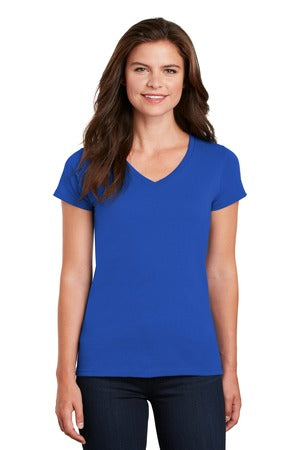 Ladies Heavy Cotton™ 100% Cotton V-Neck T-Shirt. ROYAL 5V00L