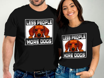 Less People More Dogs Dachshund Design T-Shirt product