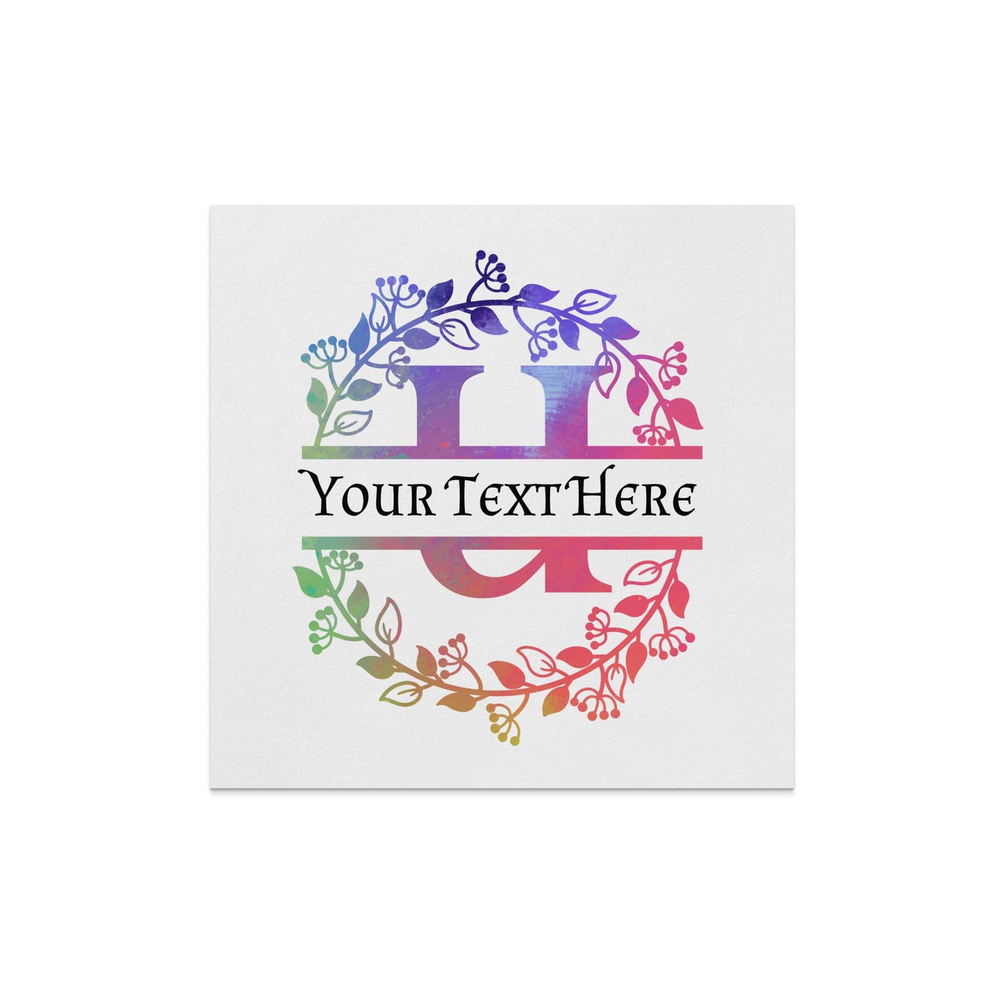 Personalized U Initial and Name Multi Color Wreath Napkin