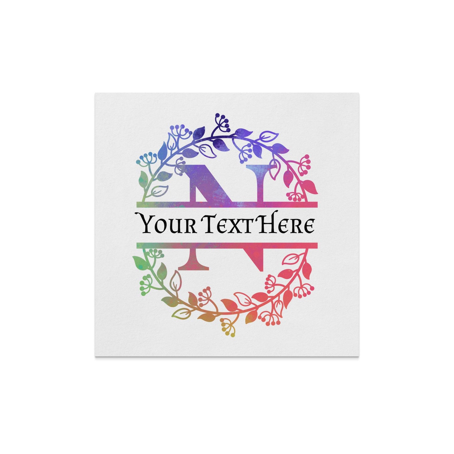 Personalized Multi Color Floral Wreath Letter N Napkin