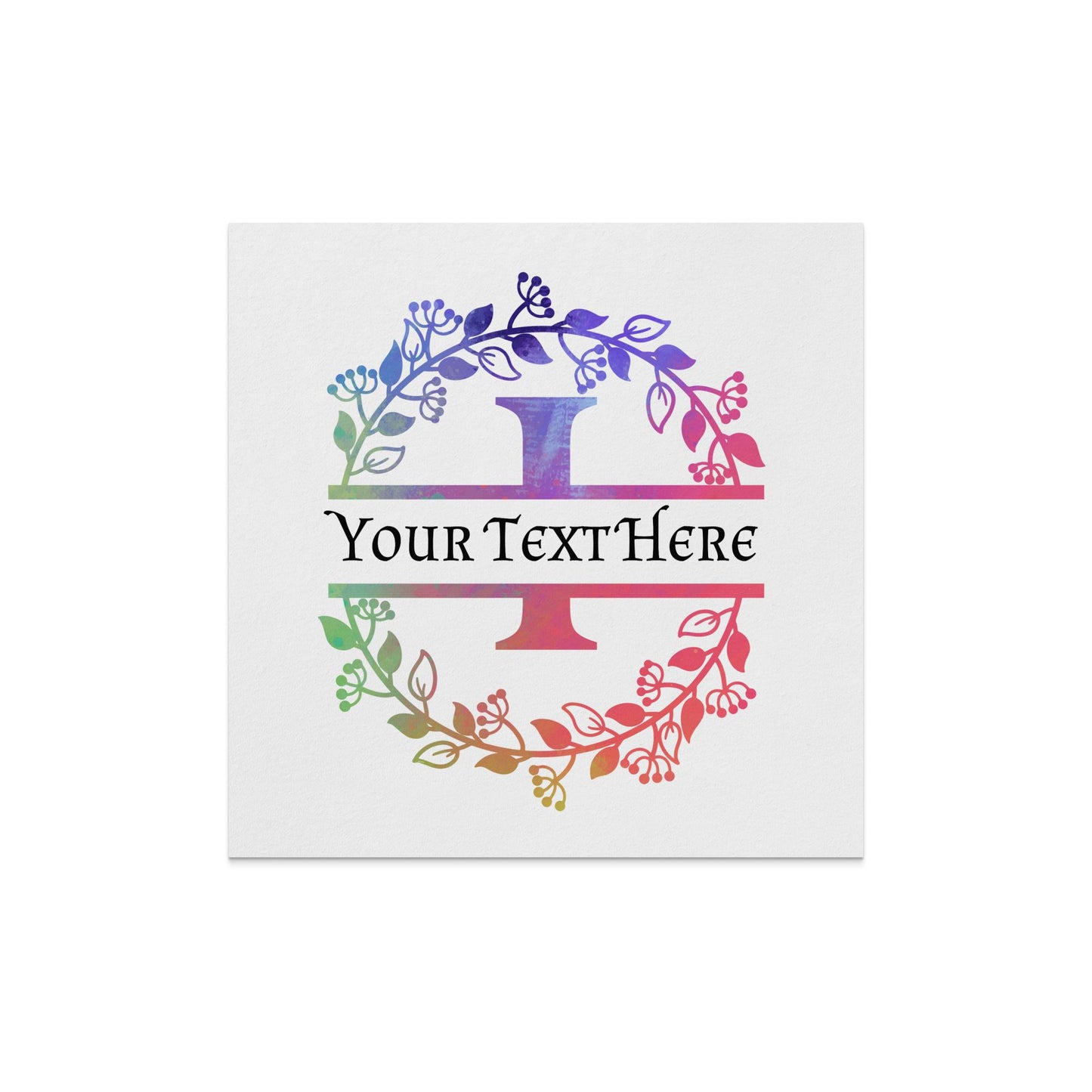 Personalized Multi Color Floral Wreath I Monogram Napkin