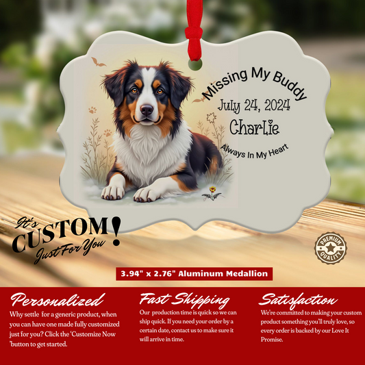 Custom pet memorial ornament, Personalized Australian Shepherd ornament, Custom Pet Memorial Gift, Pet Loss Sympathy Keepsake 6301851