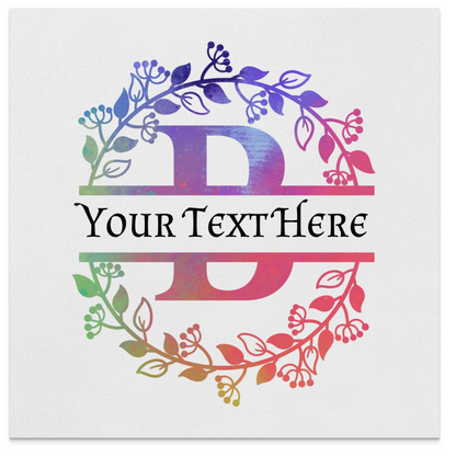 Personalized B Initial & Multi Color Wreath Monogram Napkin