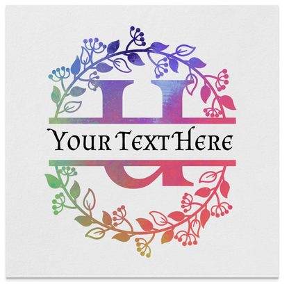 Personalized U Initial and Name Multi Color Wreath Napkin