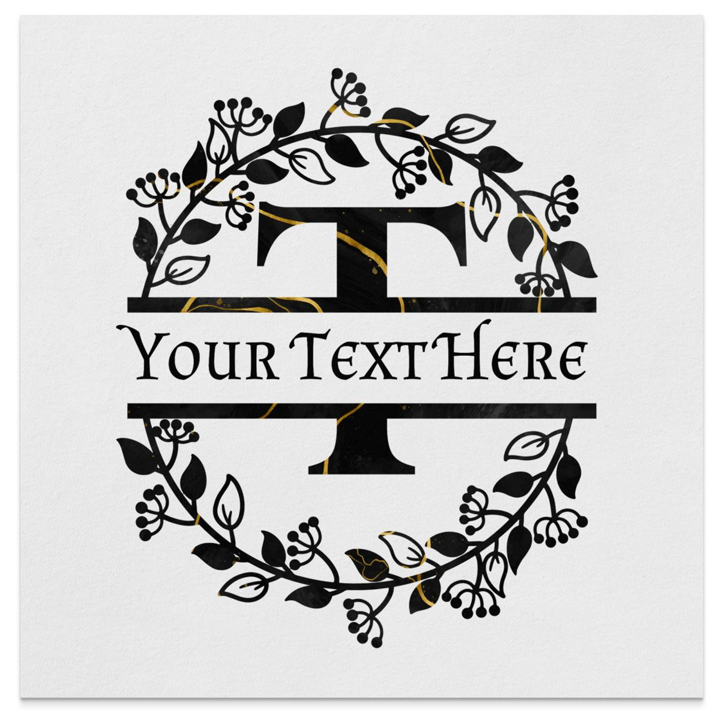 Personalized Custom Cocktail & Luncheon Napkins "T" Monogram Black-Gold Floral