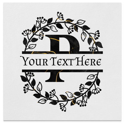 Personalized Custom Cocktail & Luncheon Napkins "P" Monogram Black-Gold Floral