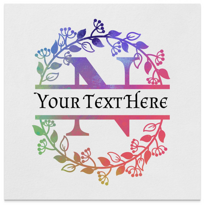 Personalized Multi Color Floral Wreath Letter N Napkin