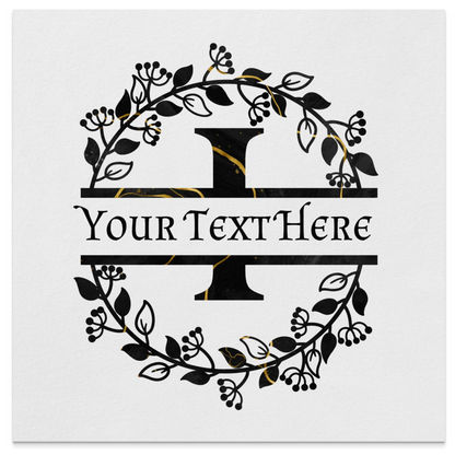 Personalized Custom Cocktail & Luncheon Napkins "I" Monogram Black-Gold Floral
