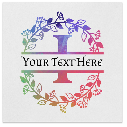 Personalized Multi Color Floral Wreath I Monogram Napkin