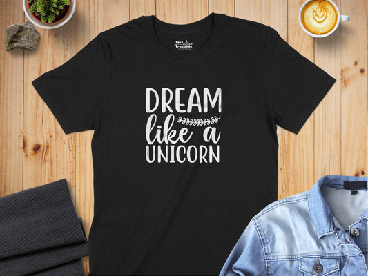 Dream Like A Unicorn Graphic Black Shirt product type