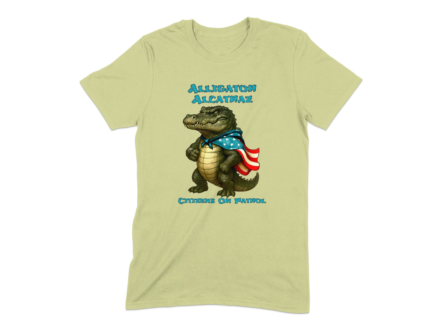 Alligator Alcatraz Cartoon Patton Graphic T-shirt product