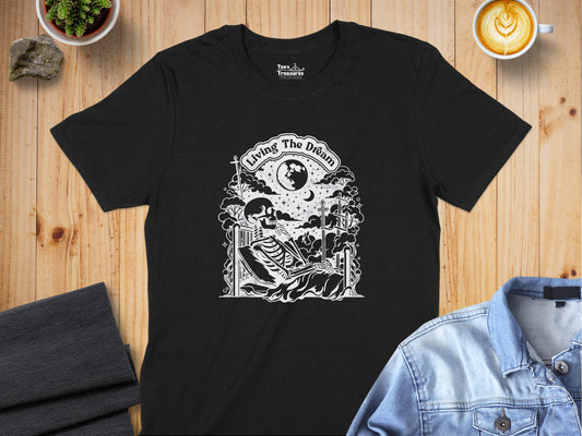Living The Dream Skeleton Graphic Design T-shirt product