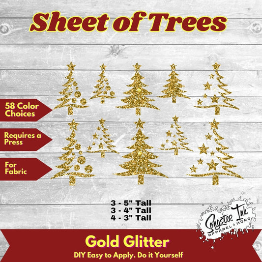 10 Glitter Christmas Trees 3 sizes applique glitter