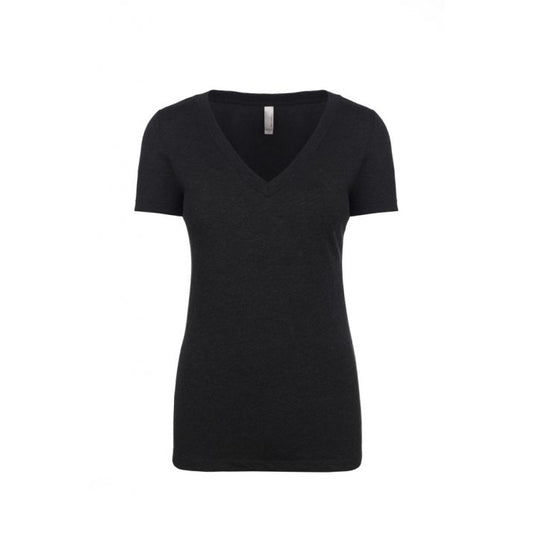 Women's Tri-Blend Deep V-Neck T-Shirt 6740 VINTAGE BLACK