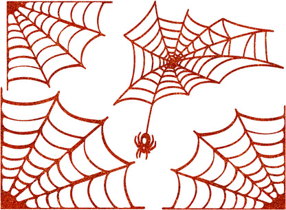 Spiderweb group + Spider in web - Plain & Glitter versions, various sizes - DIY kit HTV Pre-Cut design. Ready to Apply HAL-220823031